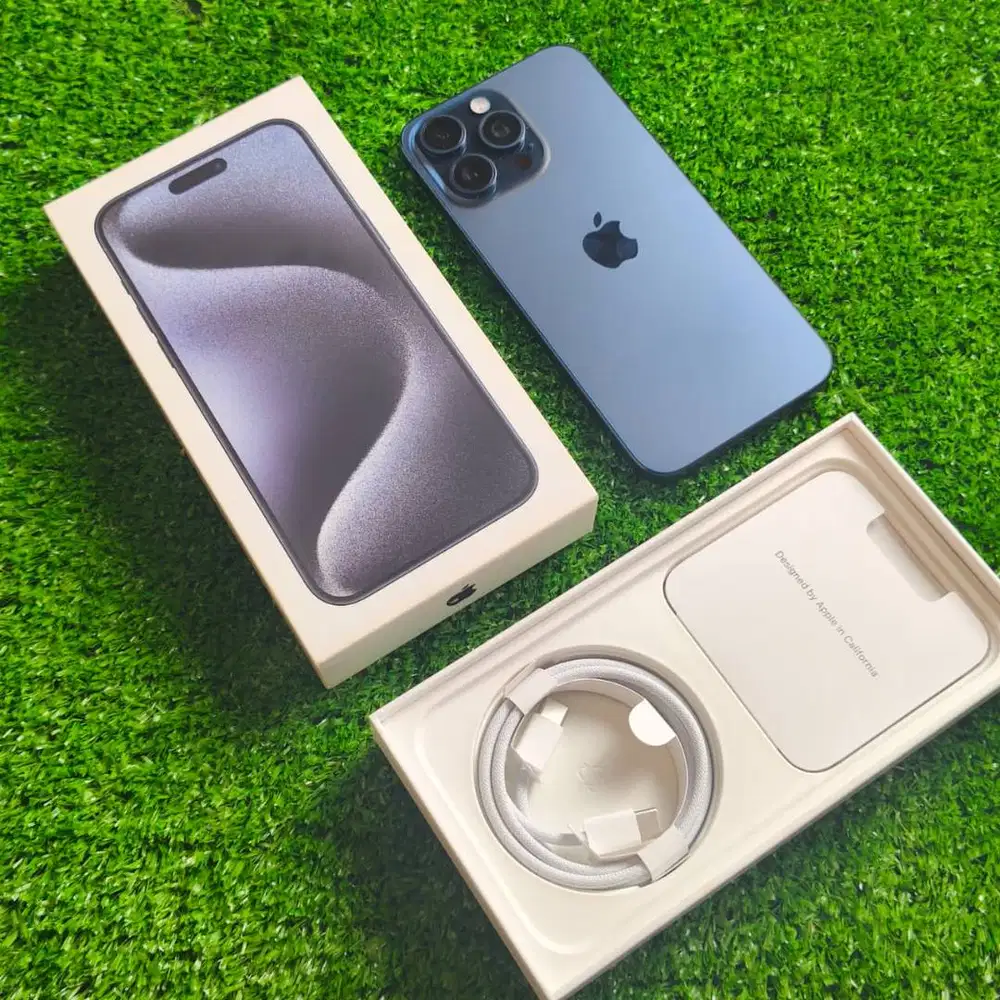 iPhone 15 Pro Max 256GB Blue Titanium BH 89% Kondisi mulus fullset ori
