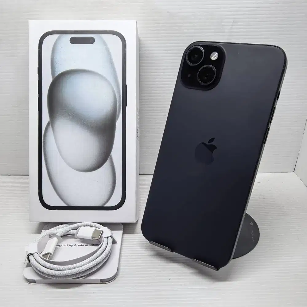 NO MINUS IPHONE 15 PLUS 128GB BLACK FULLSET MULUS SIAP PAKAI