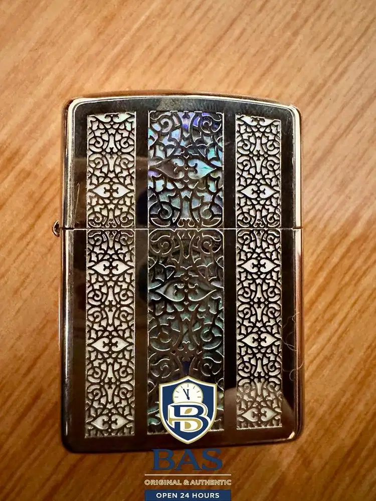 Korek Zippo Original Custom Abalone Shell Engraved 2022 Mulus Kolektor