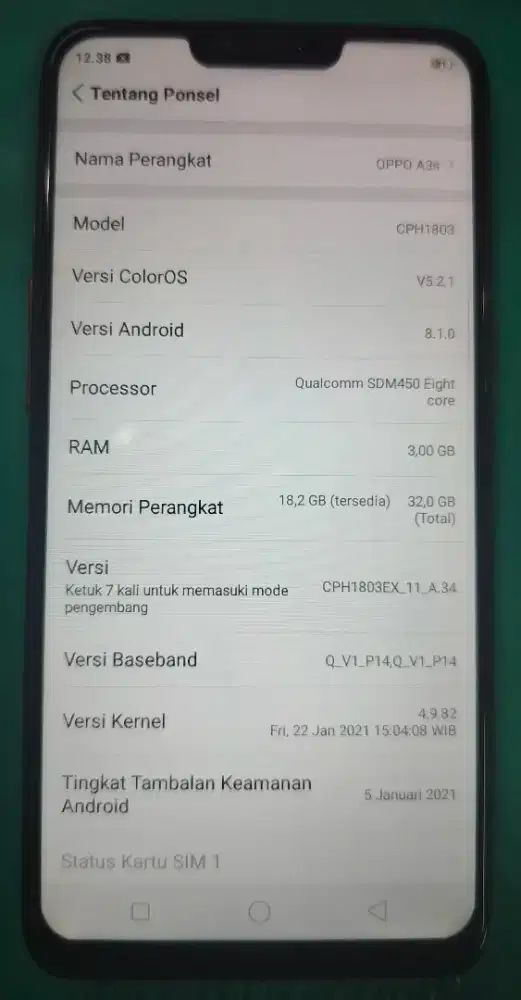 Oppo A3S 3/32Gb HP ONLY ORIGINAL