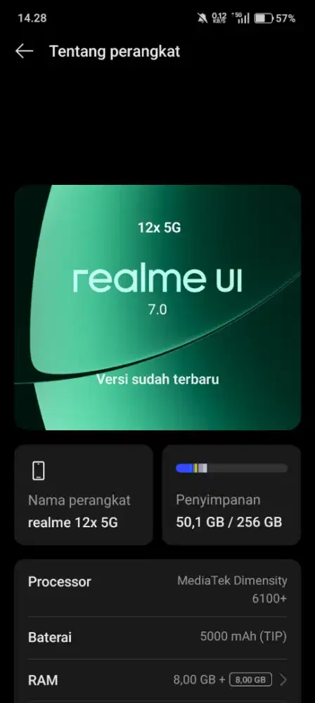 Realme 12x 5G Ram 8+8 /258 Mulus