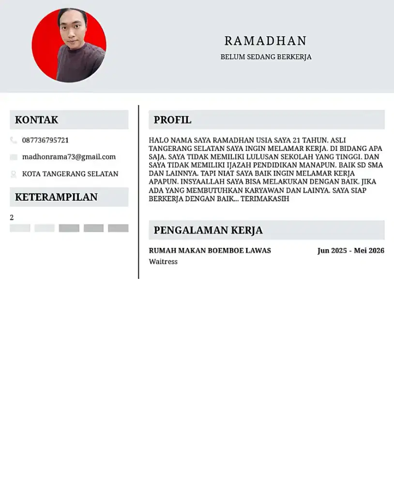 Ass cari kerja lagi BU