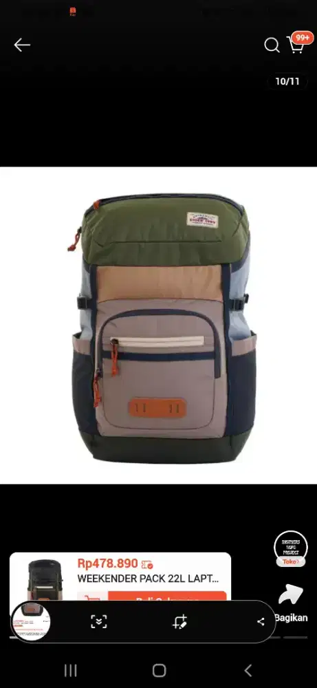 Tas ransel Eiger Weekender Pack 22L berwarna hijau
