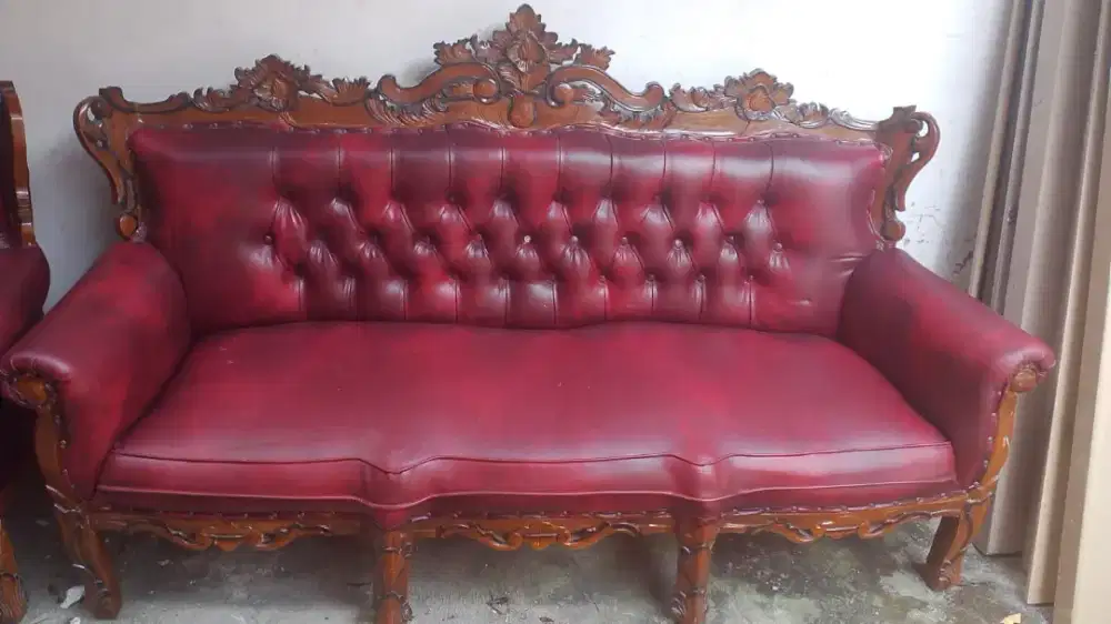 Kursi Sofa Romawi Warna Maroon Full Set
