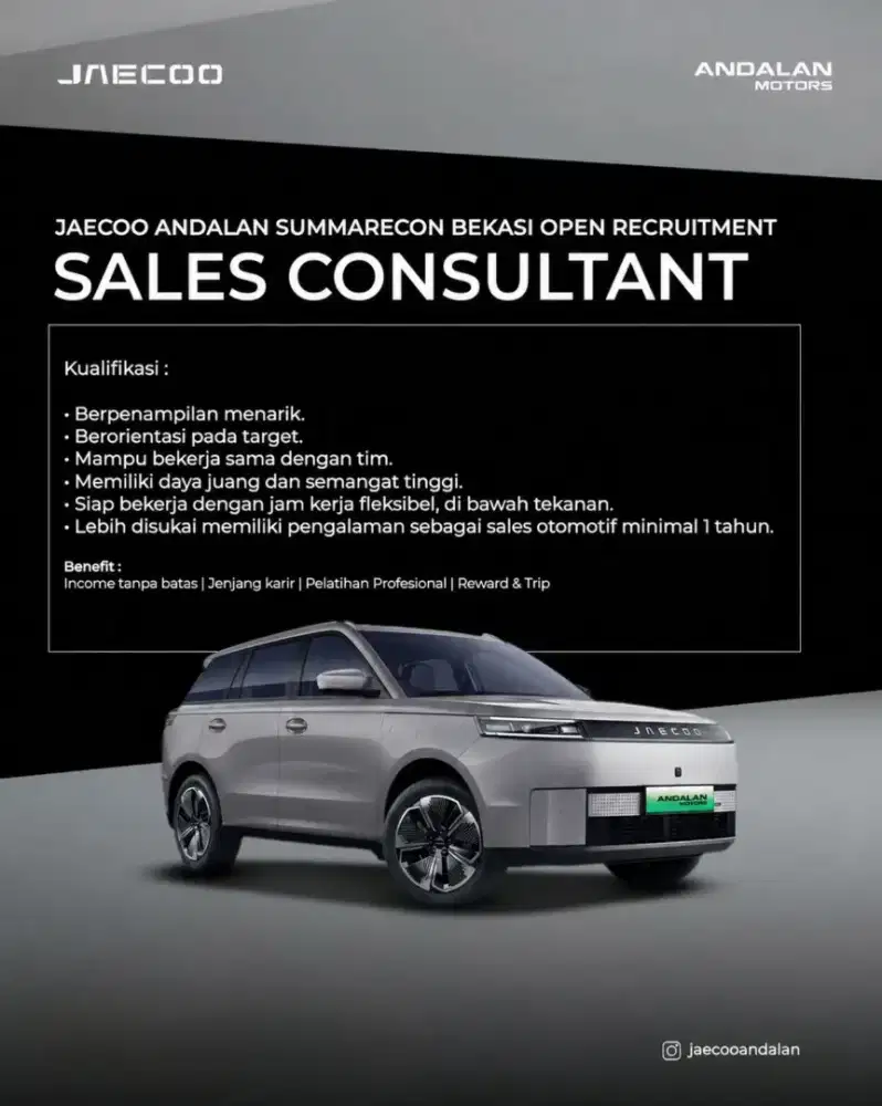 Join our team JAECOO Summarecon Bekasi
