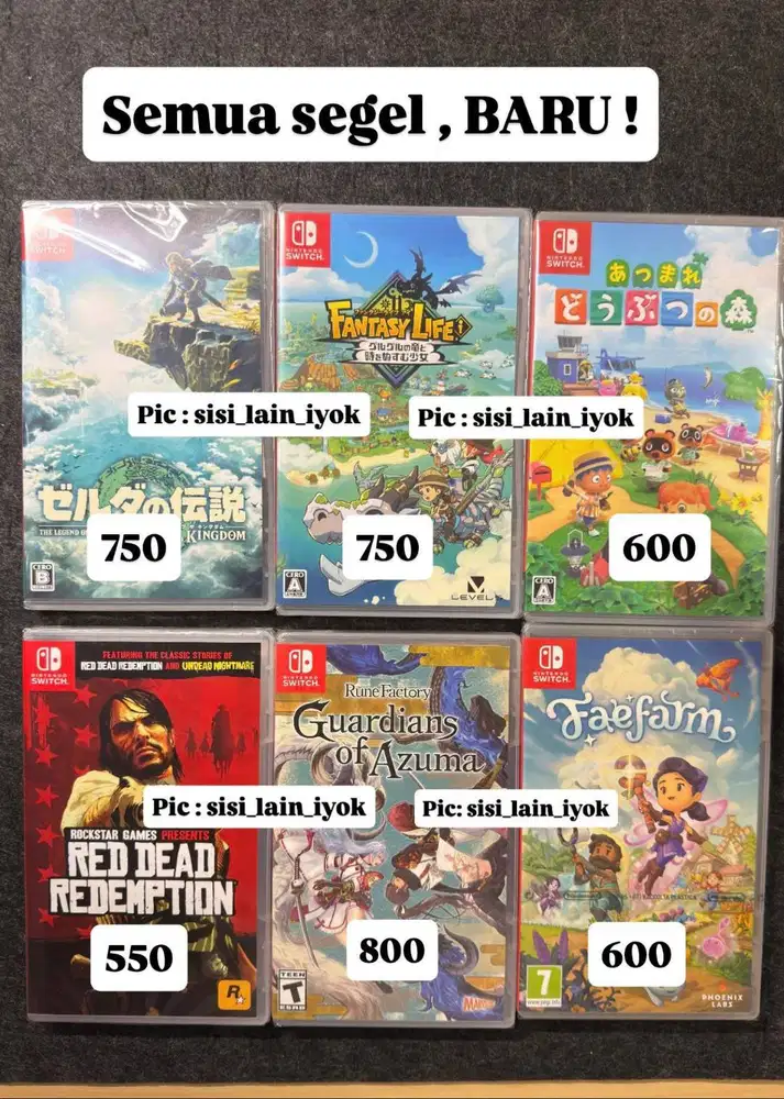 GAME NINTENDO SWITCH BARU SEGEL