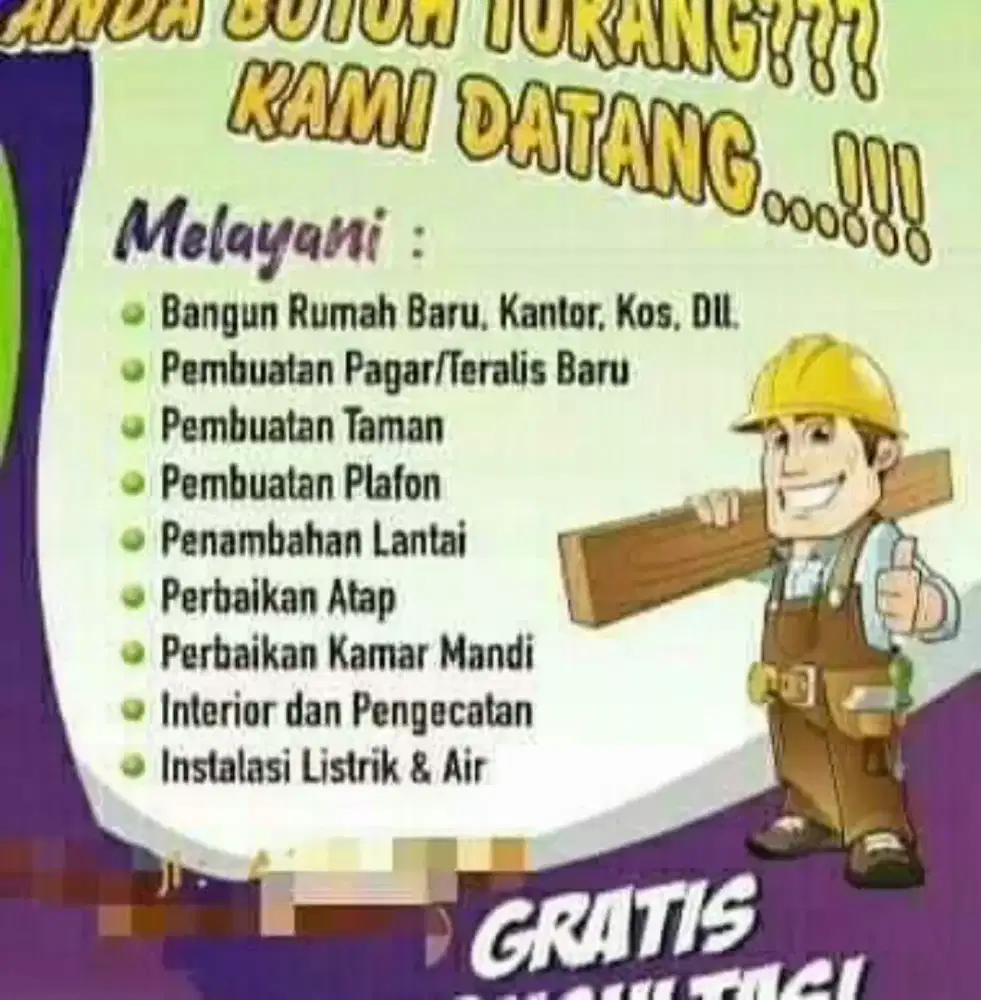 Tukang bangunan panggilan perbaikan rumah renovasi dll