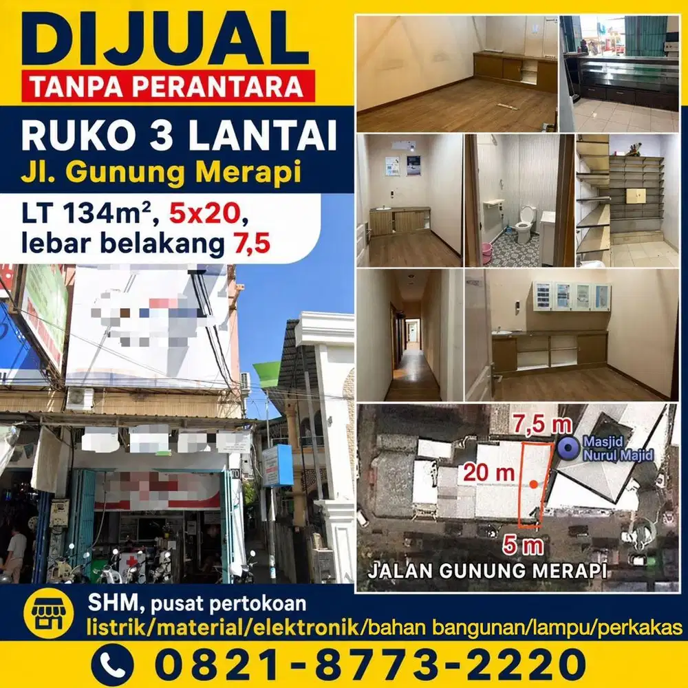 DIJUAL TANPA PERANTARA Ruko G Merapi 3 lantai
