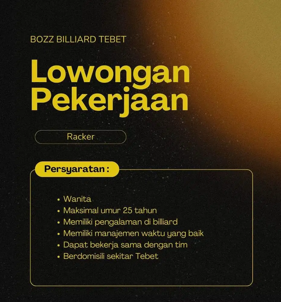 LOWONGAN KERJA RACKER