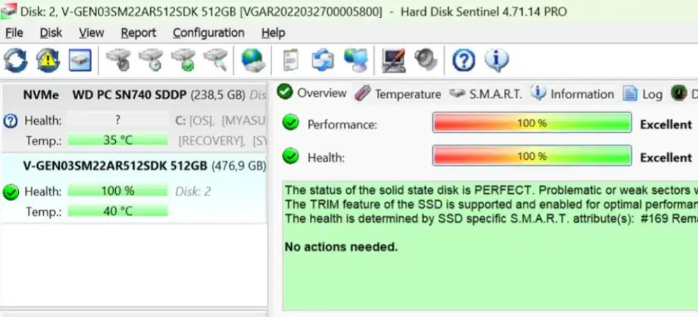 Dijual SSD V-Gen VGen Platinum 512GB Sentinel 100%