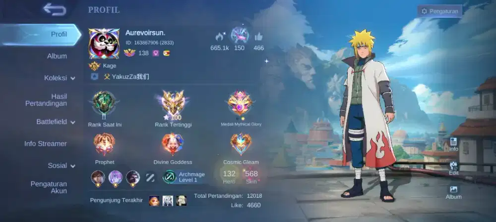 Akun ML ex IMO, skin banyak