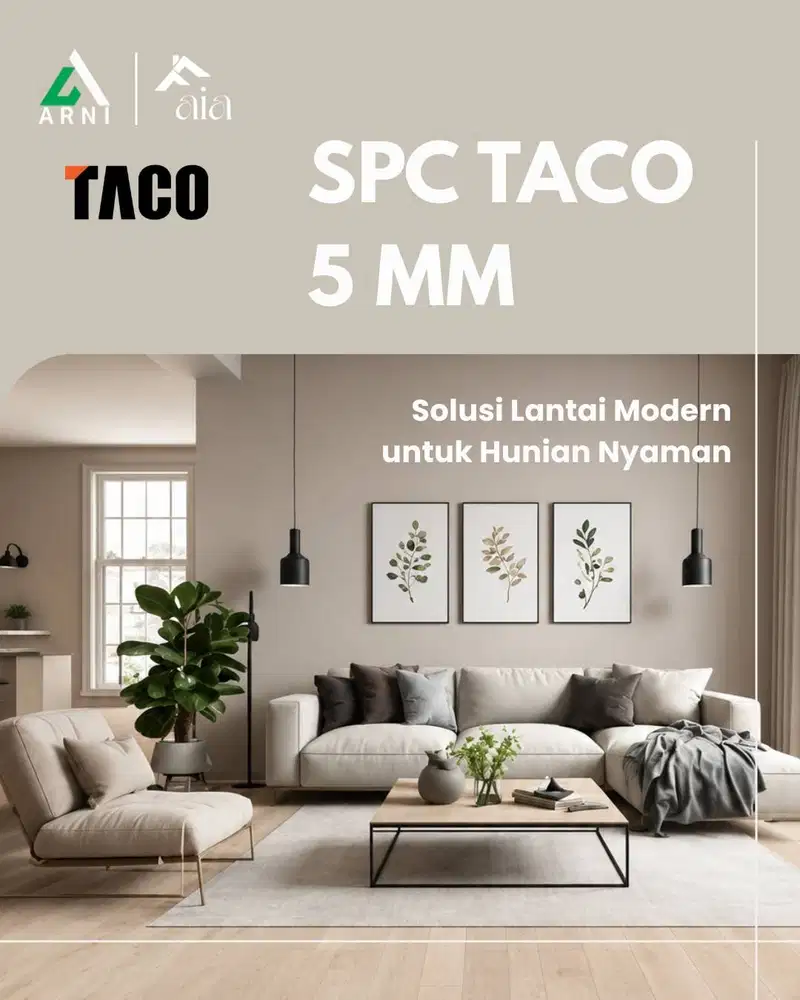 Lantai SPC Taco 5mm + IXPE Foam | Anti Air & Nyaman Dipijak