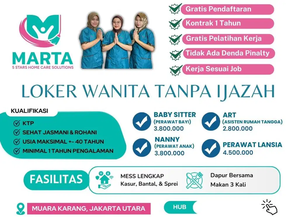 LOWONGAN KERJA ASISTEN RUMAH TANGGA (ART)
