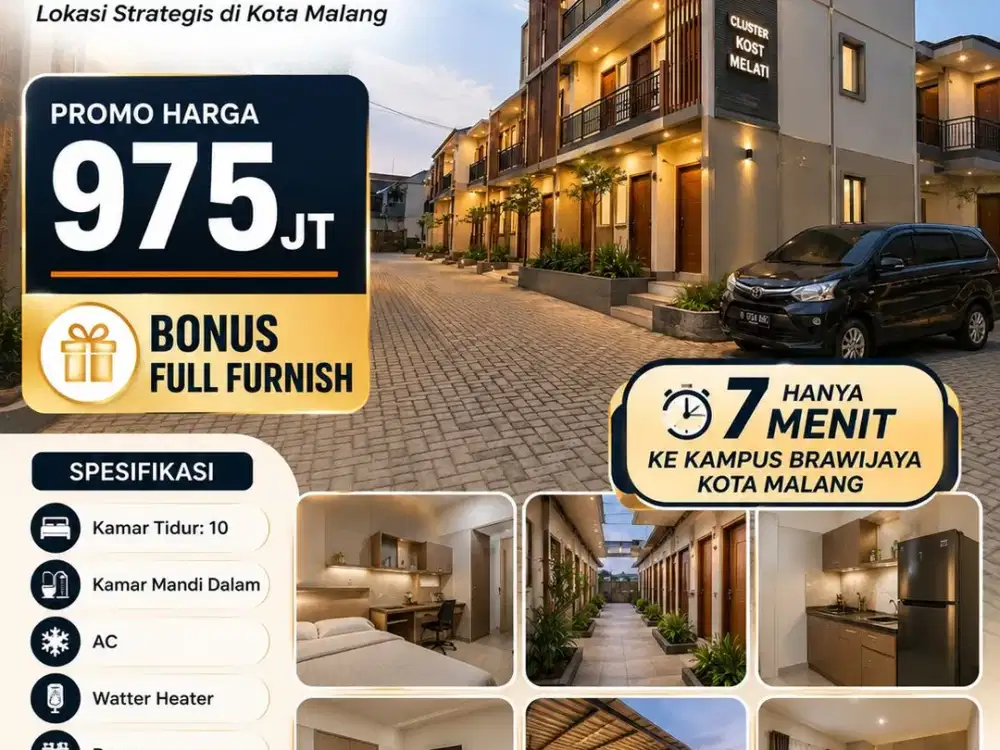 Promo Rumah kost nol jalan utama hanya 7 menit kampus Brawijaya Kota malang