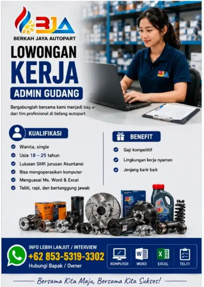 LOKER TERBARU MONTIR &ADMIN BENGKEL AC