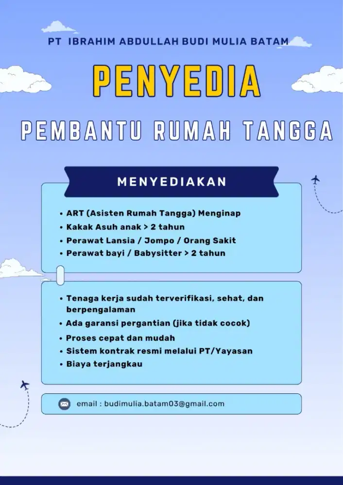Penyedia Tenaga Kerja Rumah Tangga / PRT /ART / Babysitter