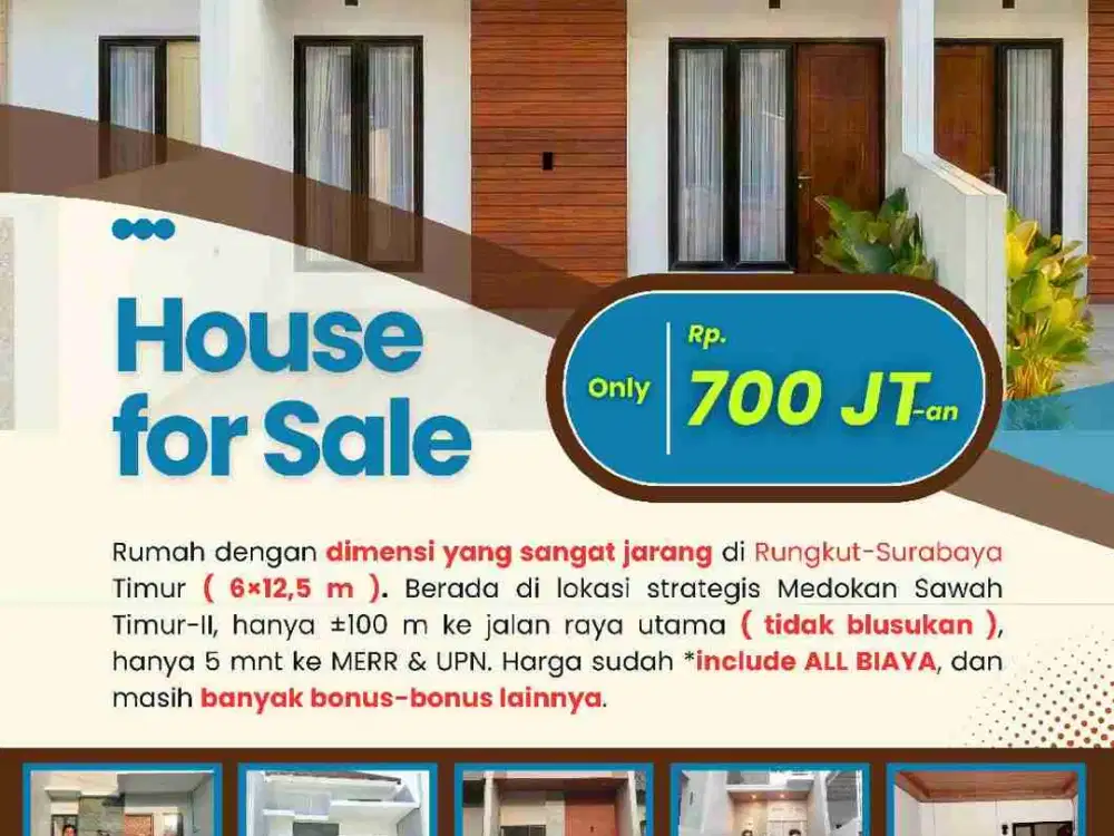 Dijual Rumah Baru di Medokan Sawah Timur II Rungkut Surabaya