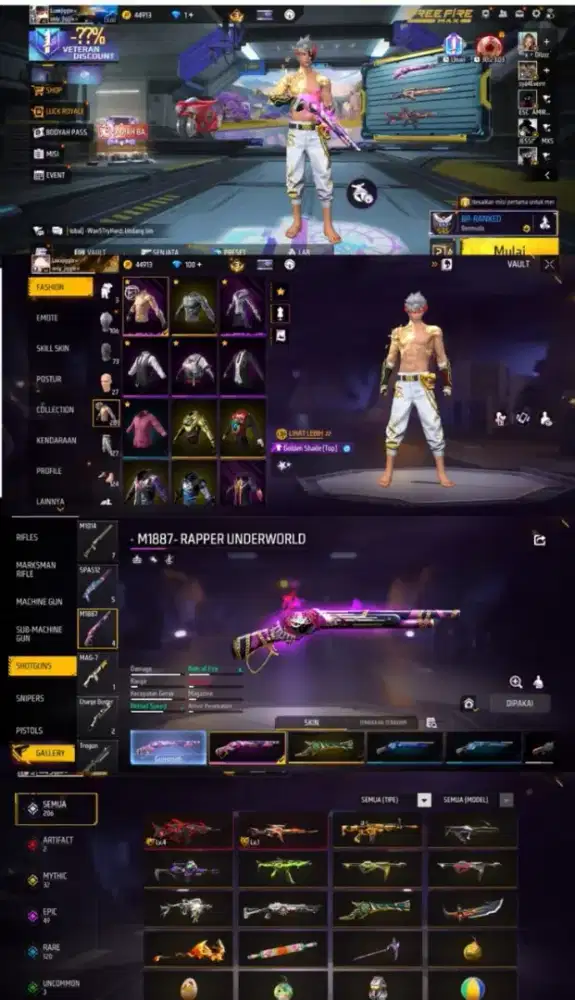 Jual akun ff murah spek gagah