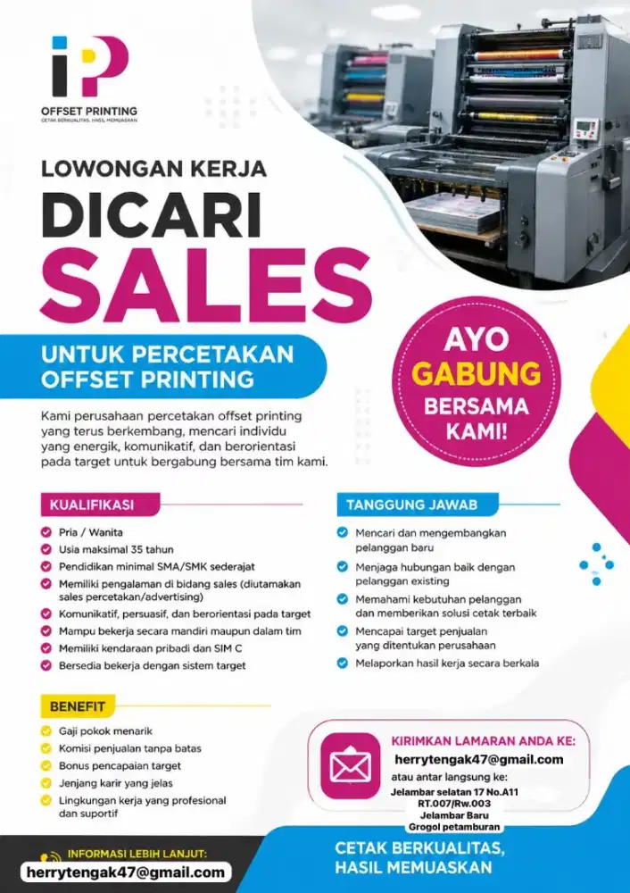 Di Cari Marketing/Sales 2 orang