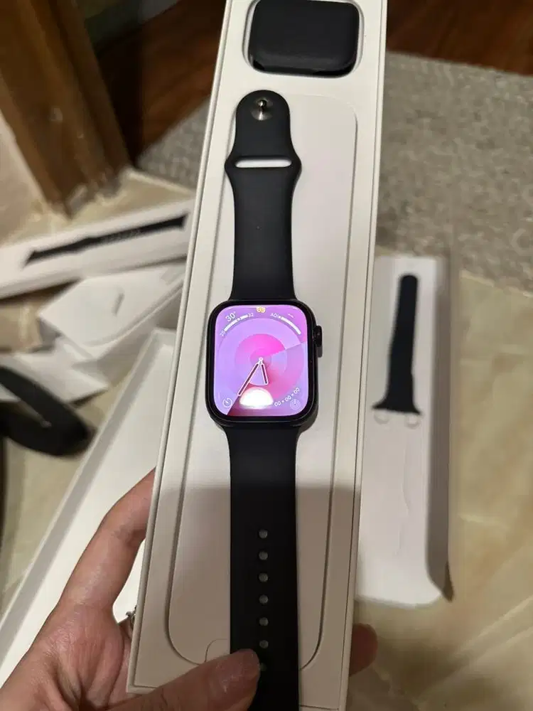 Apple Watch S7 45mm Midnight Fullset Ex Garansi Indo