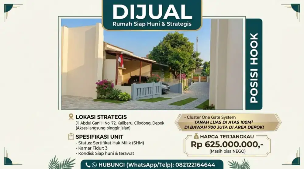Rumah dalam cluster dan posisi hook, Cilodong Depok