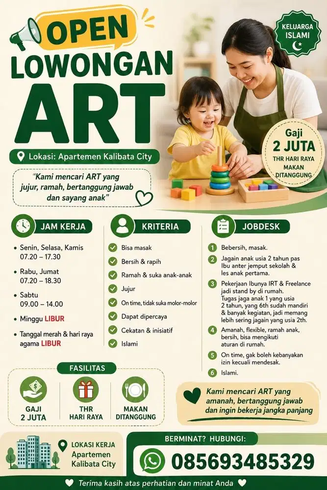 Dibutuhkan ART Pulang Pergi