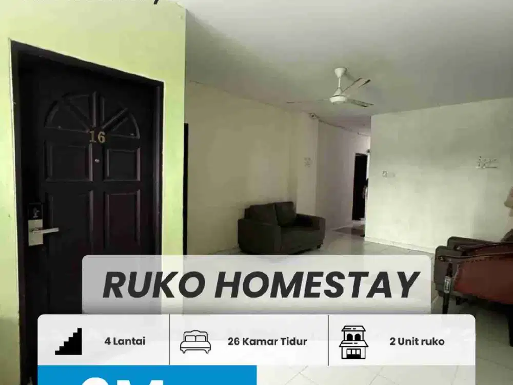 DIJUAL RUKO HOME STAY DEKAT SIMPANG KARA 2 UNIT GANDENG TOTAL 26 KAMAR TIDUR