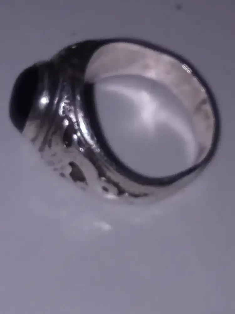 Cincin perak kuno batu safir