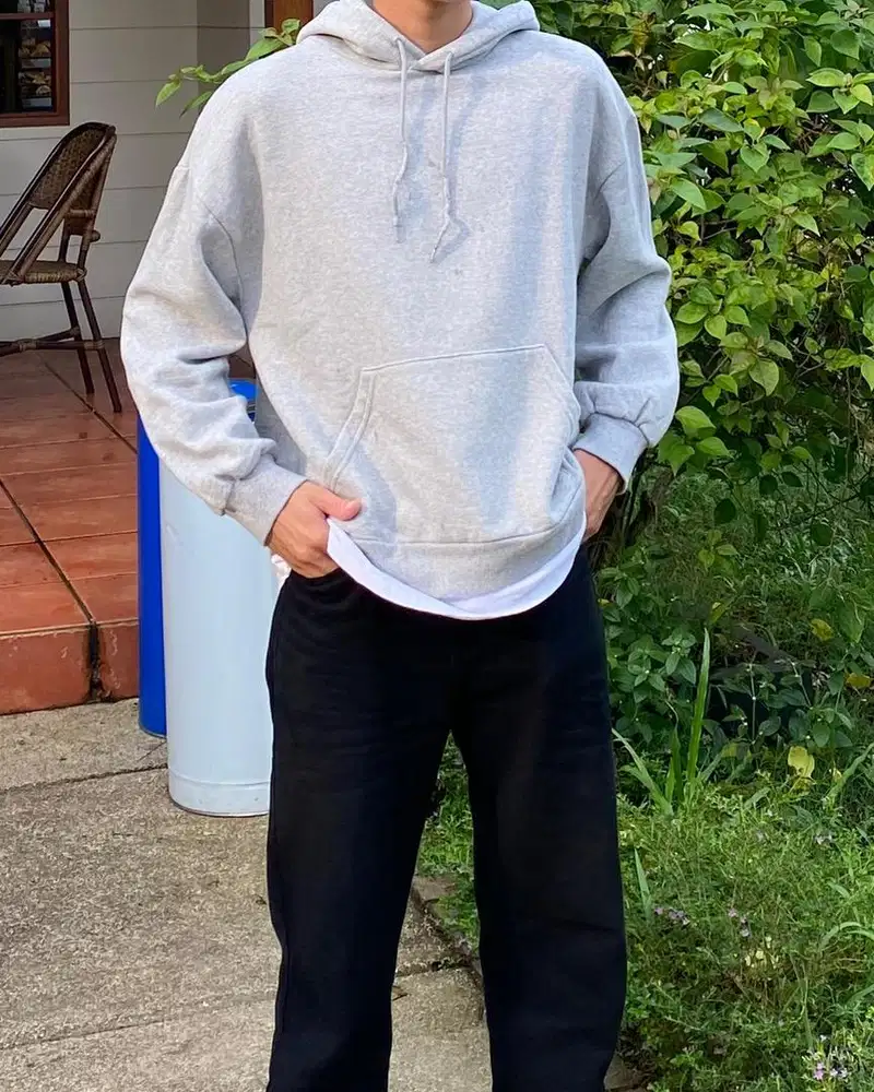 sweater hoodea abu abu