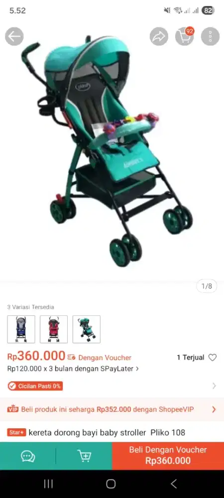 Stroller bayi umur 0-6 bulan