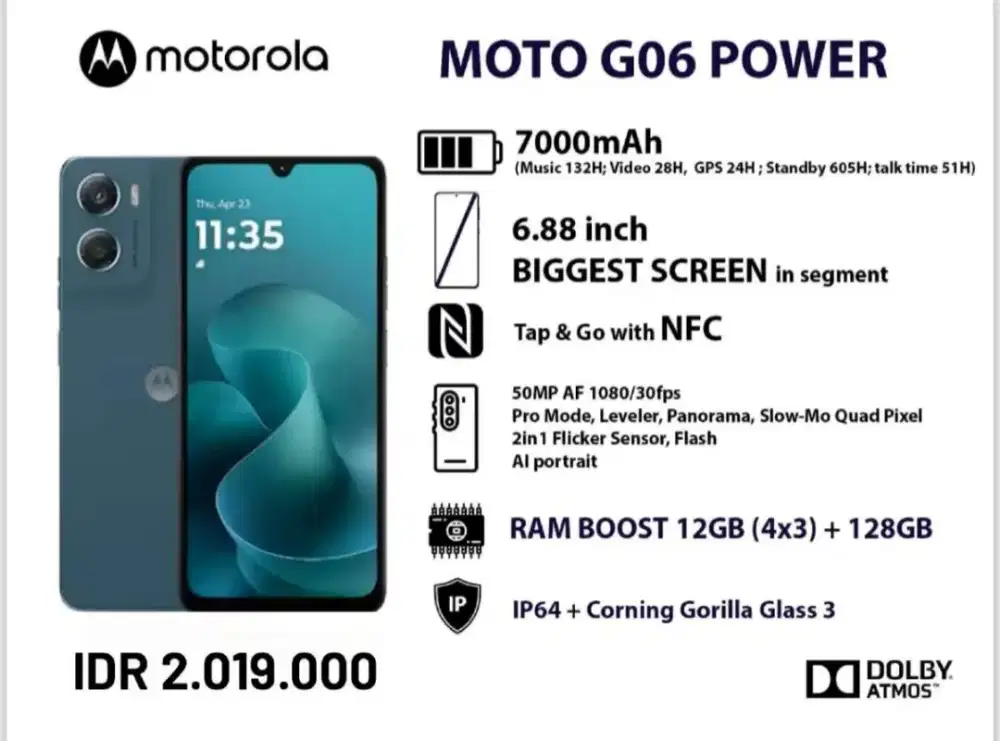 Motorola g06 power 4+8gb memory 128gb