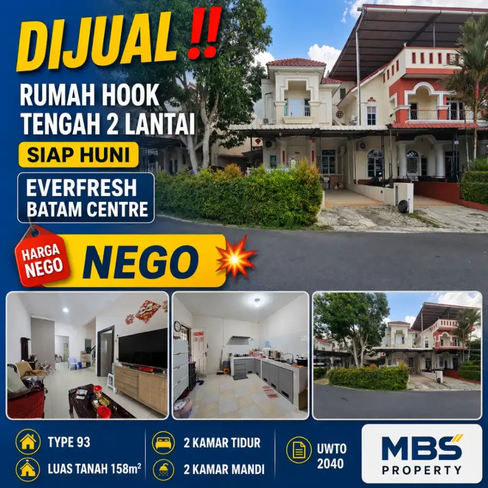 DIJUAL
Rumah Hook Tengah 2Lantai Siap Huni EVERFRESH