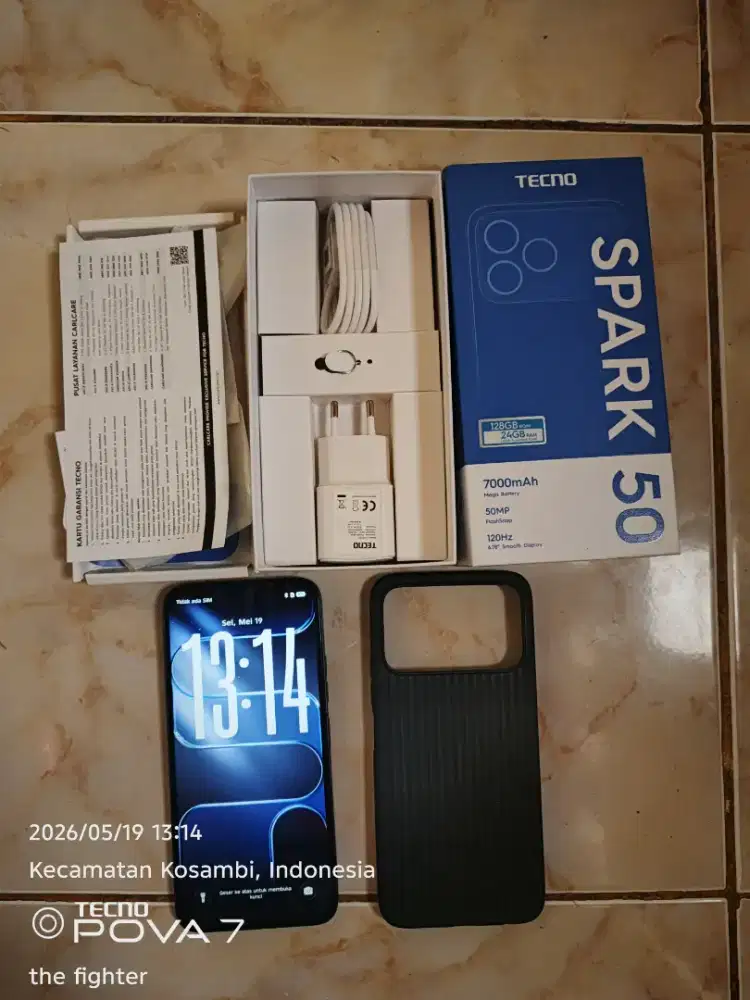 HP tecno spark 50 4G ram 8/128 fullset no minus warna hitam