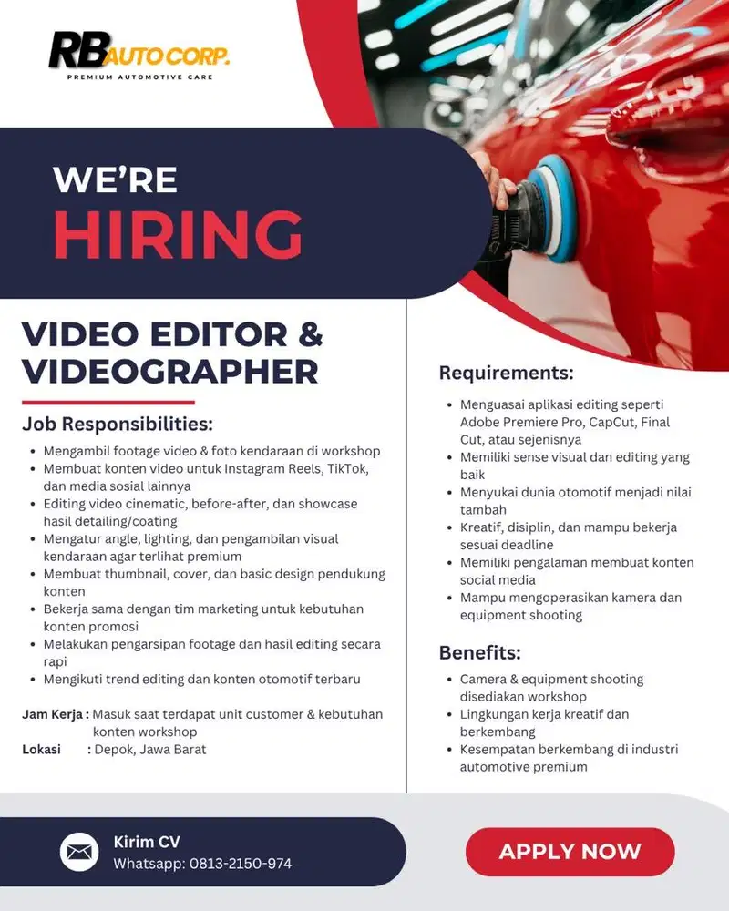 Lowongan Kerja Video Editor & Videographer