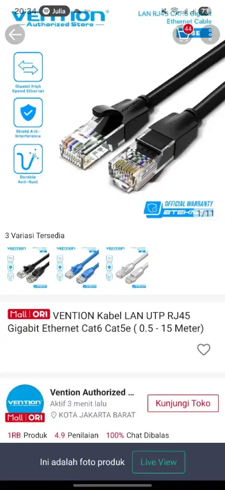 Kabel LAN Vention 15 Meter