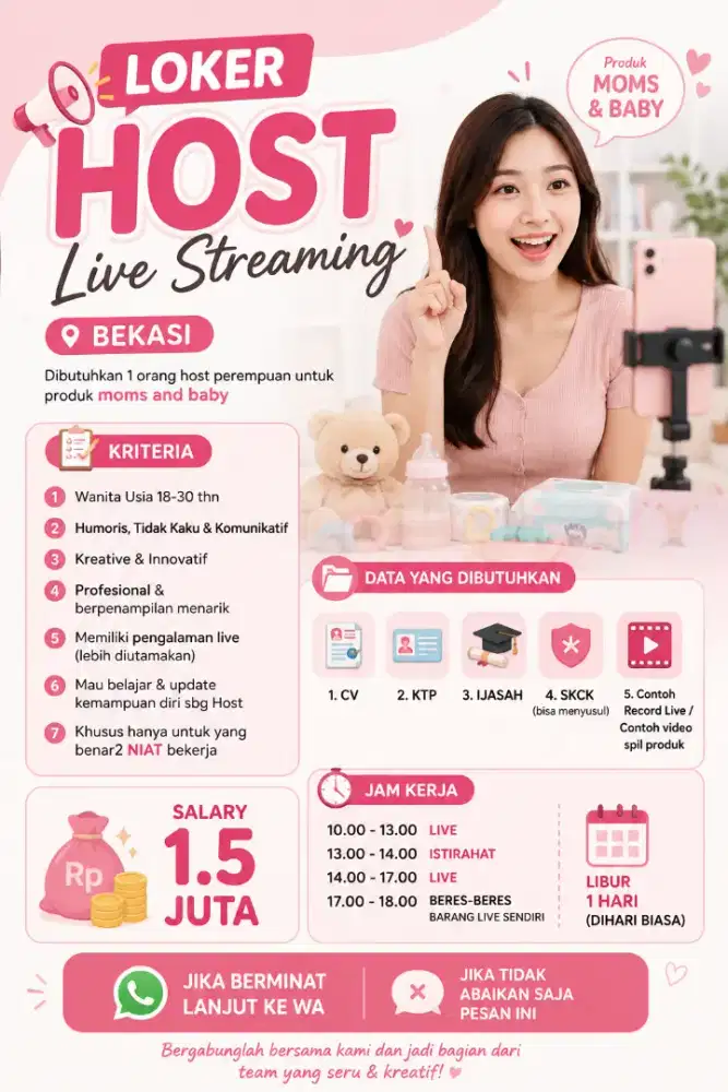 lowongan host live tiktok produk moms & baby