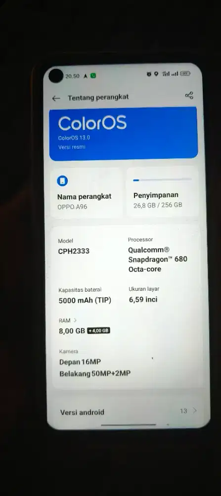 Hp Oppo a96 second