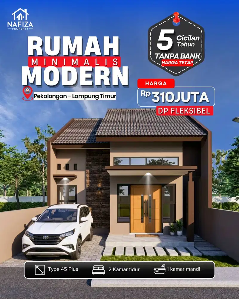 TANPA PROSES BANK : DAPATKAN RUMAH TYPE 45 EKSKLUSIF DESAIN KEKINIAN