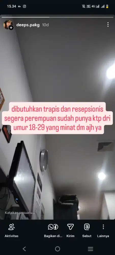 dibutuhkan traphis & Receptionist khusu wanita
