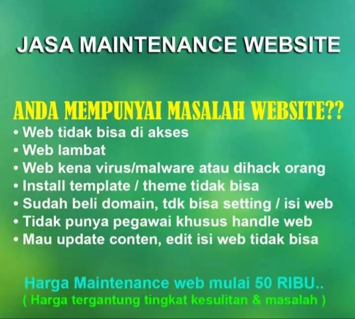 Jasa perbaikan maintenance website error kena hack kena judol j