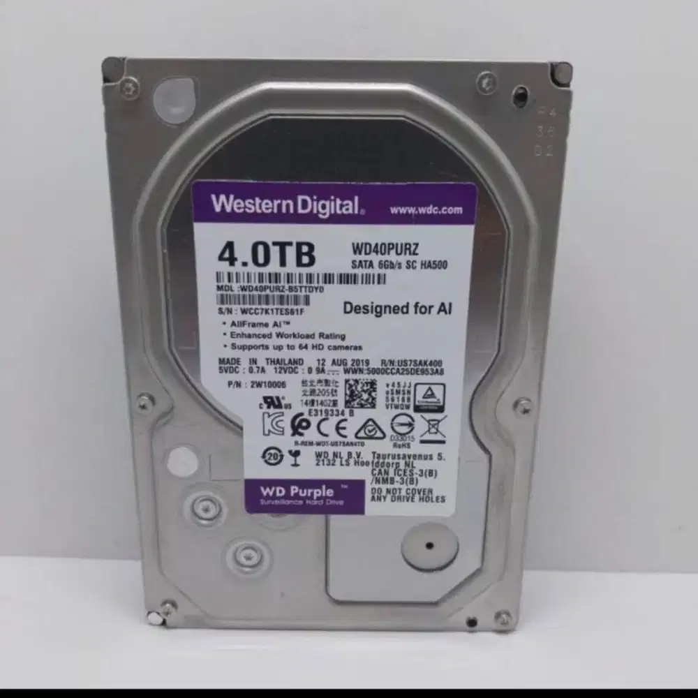 HDD 4TB WD PURPLE 3,5 INTERNAL CCTV/DVR