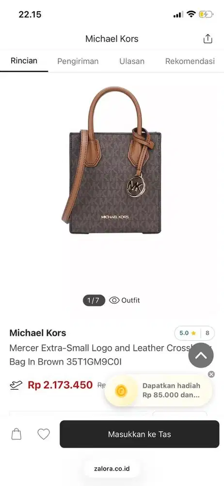 Tas michael kors mercer extra small in brown