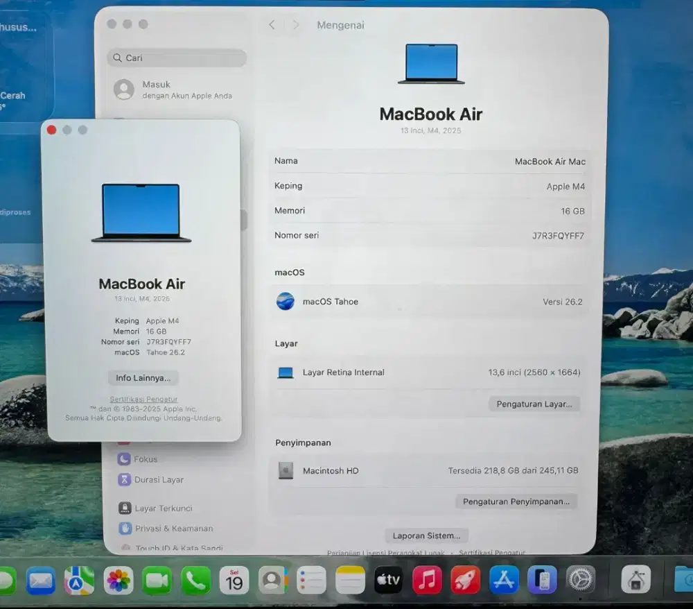 Macbook Air M4 13 Inch Ram 16 Ssd 256 Midnight Blue  garansi juli 2026