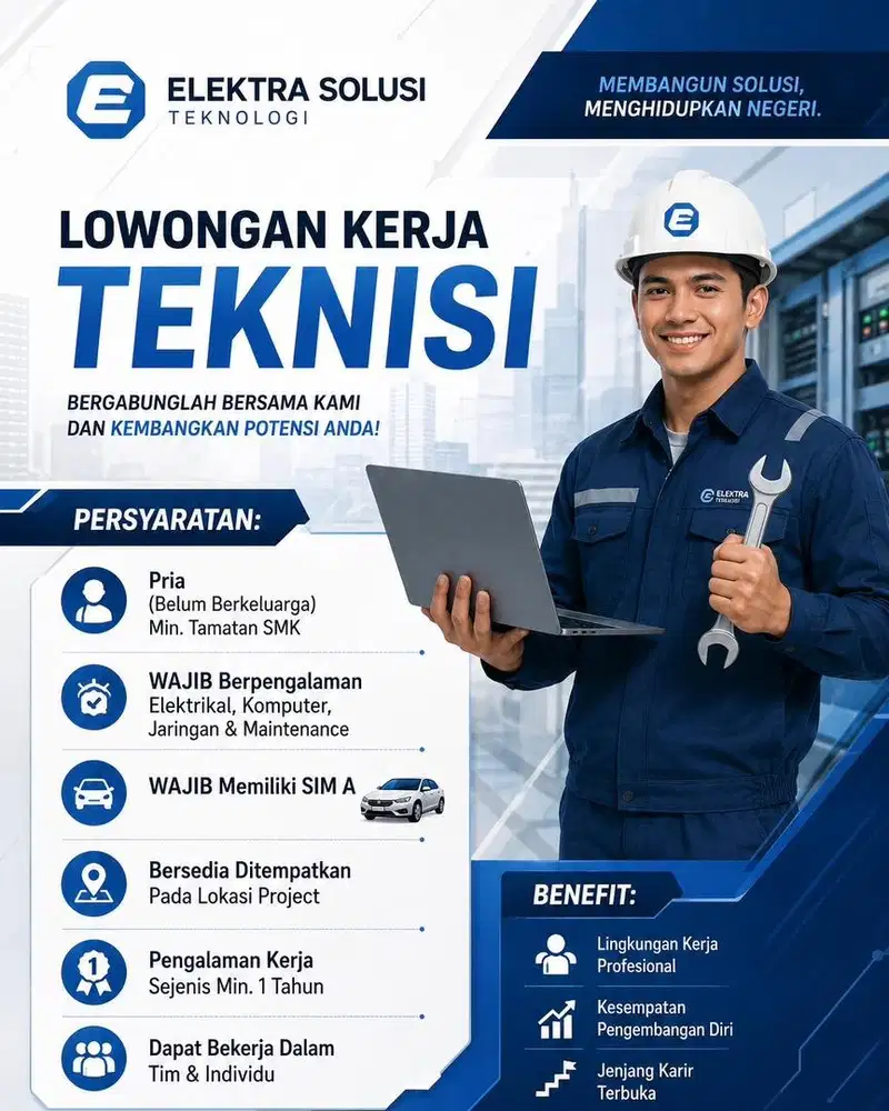 Lowongan Kerja Teknisi Project dibutuhkan segera