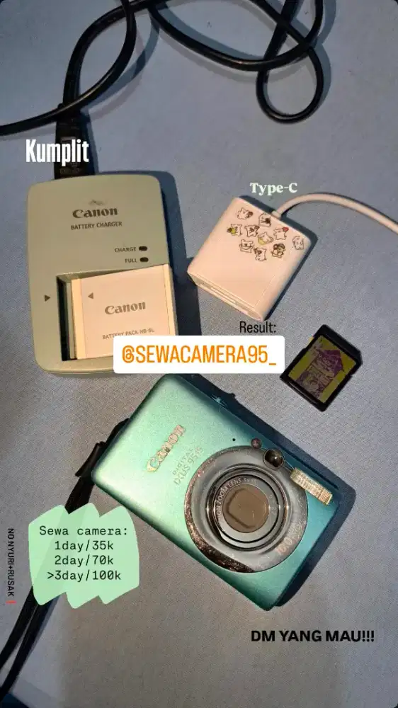 Jasa Sewa Digicam Canon IXUS 95 IS Kamera Pocket Bandung.