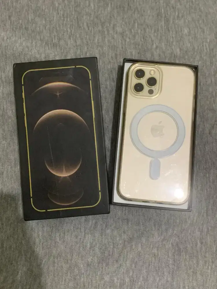 (nego) iphone 12 pro 128gb gold + box + casing