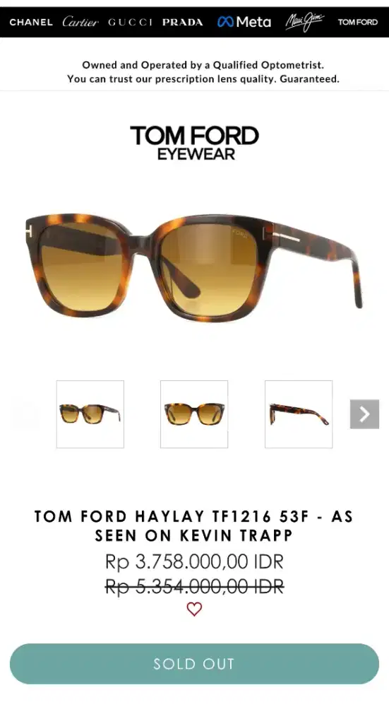 kacamata tom ford haylay