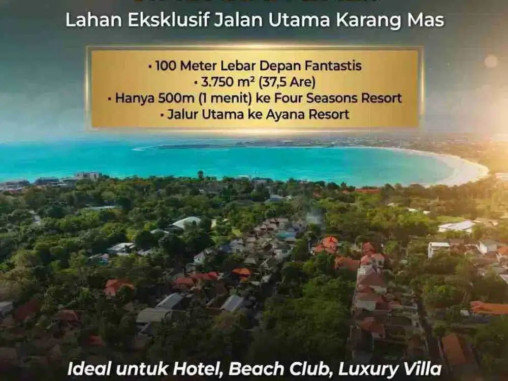 Tanah Komersial 37.5 Are di Jalan Utama Karang Mas Jimbaran Bali