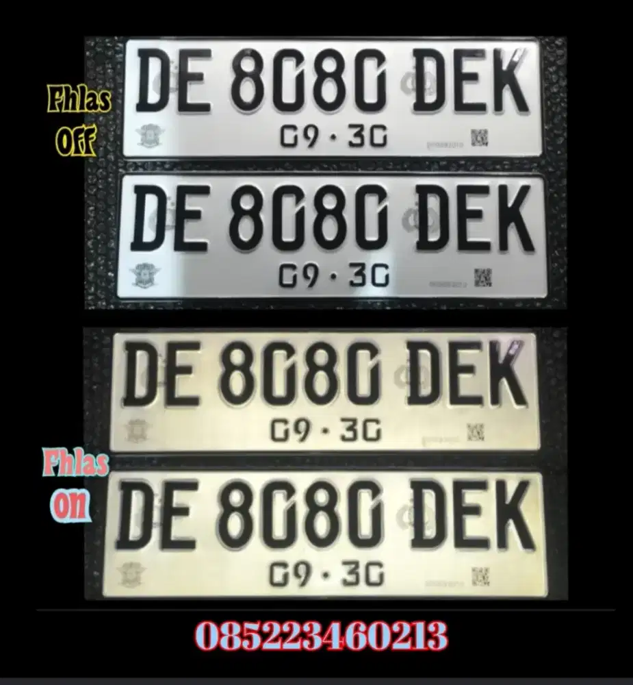 Plat nomor mobil reflektif barcode QR