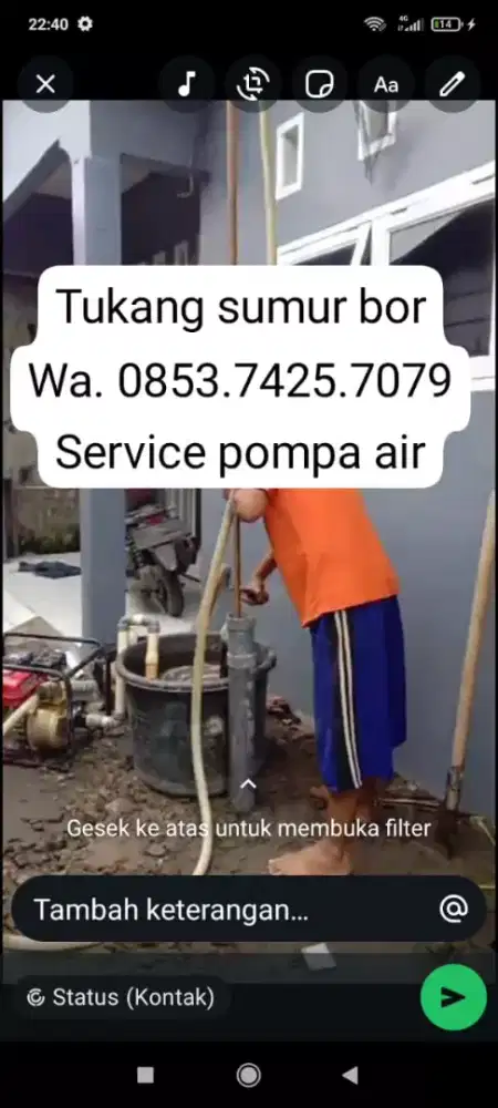Tukang Sumur Bor service pompa air pasang filter